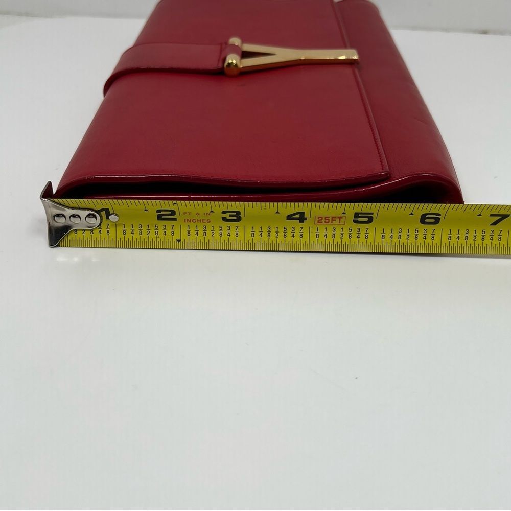 Yves Saint Laurent Clutch Bag Red Leather Gold Hardware - Picture 13 of 13